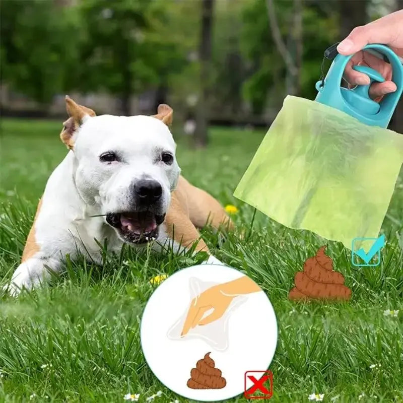 Portable Touchless Dog Poop Scooper, Six Claw Waste Grabber, Includes 1 Roll Trash Bags, Suitable for Small and Medium Dogs, Outdoor